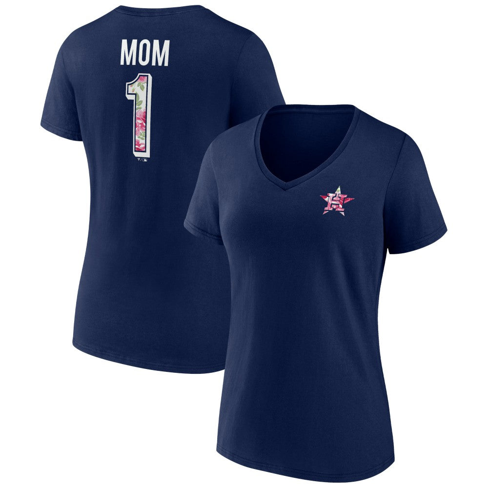 Houston Astros Women's Team Logo Mother's Day V-Neck T-Shirt | MLB New