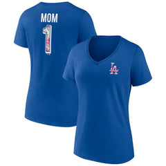 Los Angeles Dodgers Women's Team Logo Mother's Day V-Neck T-Shirt | MLB New