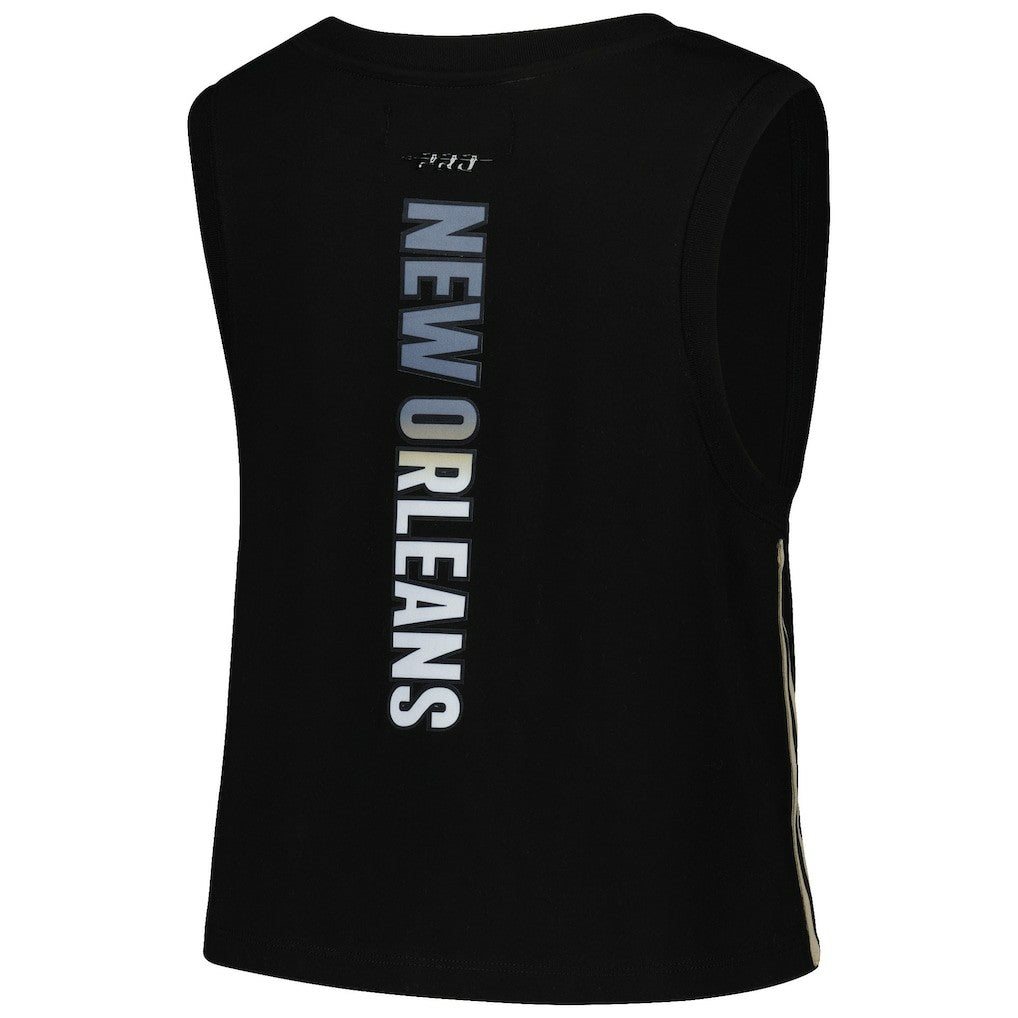 New Orleans Saints  Pro Standard Women's Ombre Wordmark Classic Cropped Tank Top