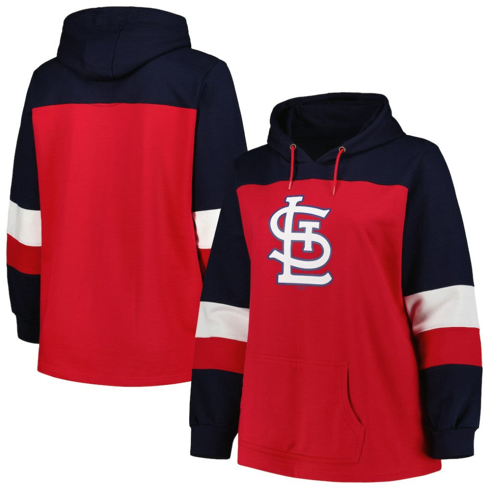 St. Louis Cardinals Women's Plus Size Colorblock Pullover Hoodie | MLB US