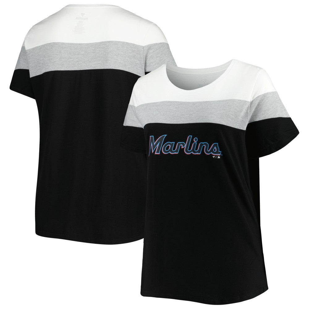 Miami Marlins Women's Plus Size Colorblock T-Shirt | MLB On Sale
