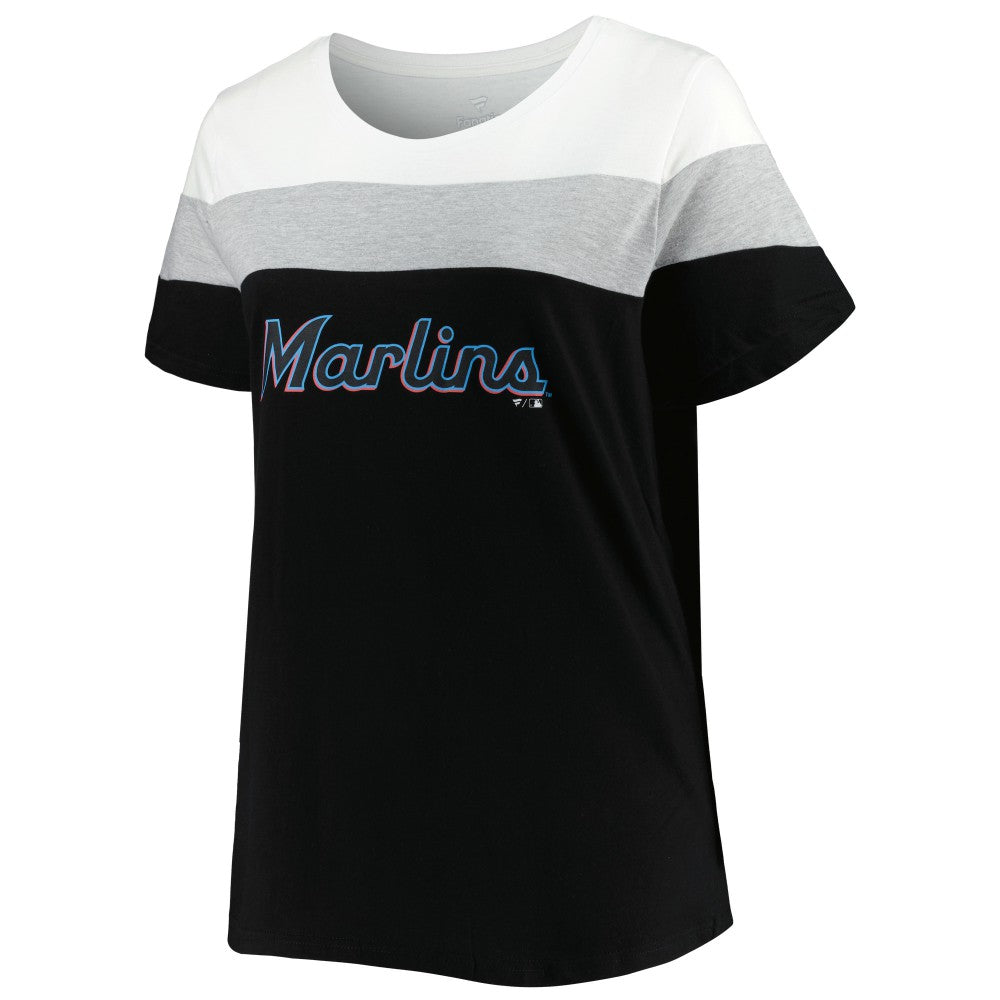 Miami Marlins Women's Plus Size Colorblock T-Shirt | MLB On Sale