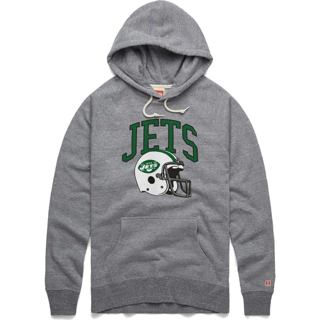 New York Jets  Homage Retro Helmet Raglan Pullover Tri-Blend Hoodie