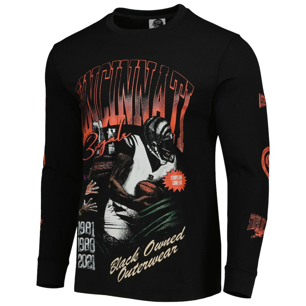 Cincinnati Bengals  x BlaCkOWned Unisex Stripes Don't Come Easy Long Sleeve T-Shirt