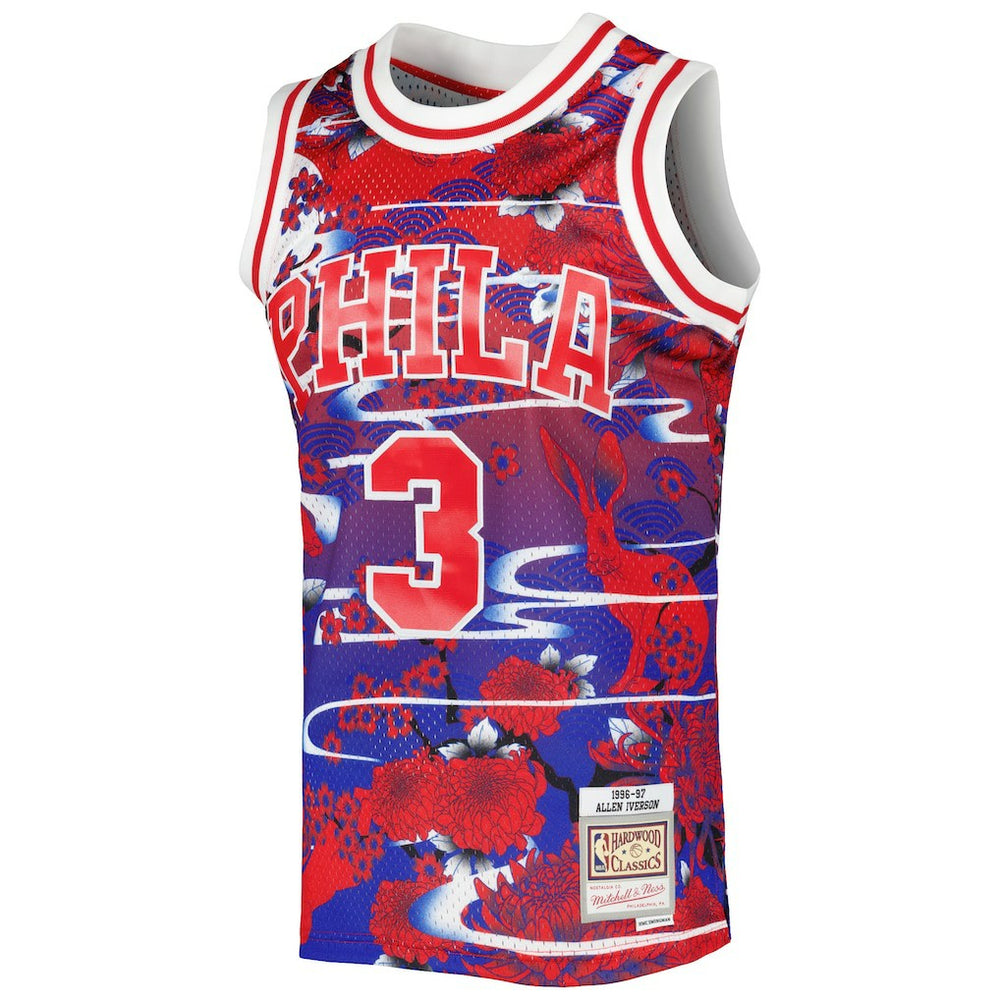 Allen Iverson Philadelphia 76ers 1996/97 Hardwood Classics Lunar New Year Swingman Jersey On Sale