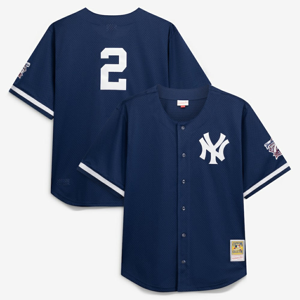 Derek Jeter New York Yankees Mitchell & Ness Cooperstown Collection Mesh Batting Practice Button-Up Jersey | MLB Outlet