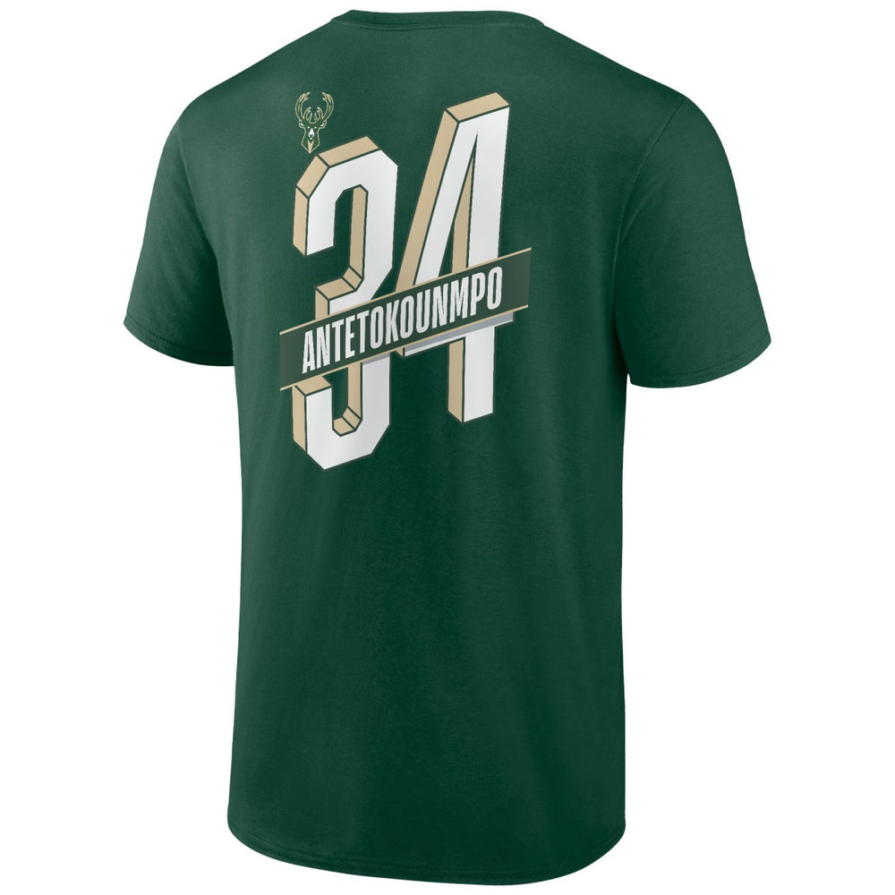 Giannis Antetokounmpo Milwaukee Bucks Full-Court Press Name & Number T-Shirt New