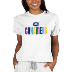 Montreal Canadiens Concepts Sport Women's Tri-Blend Mainstream Terry Short Sleeve Sweatshirt Top Outlet