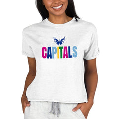 Washington Capitals Concepts Sport Women's Tri-Blend Mainstream Terry Short Sleeve Sweatshirt Top Outlet