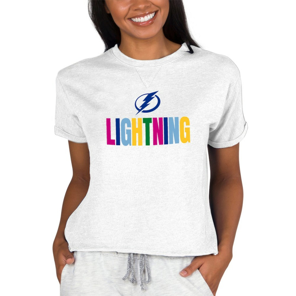 Tampa Bay Lightning Concepts Sport Women's Tri-Blend Mainstream Terry Short Sleeve Sweatshirt Top Discount