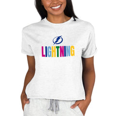 Tampa Bay Lightning Concepts Sport Women's Tri-Blend Mainstream Terry Short Sleeve Sweatshirt Top Discount