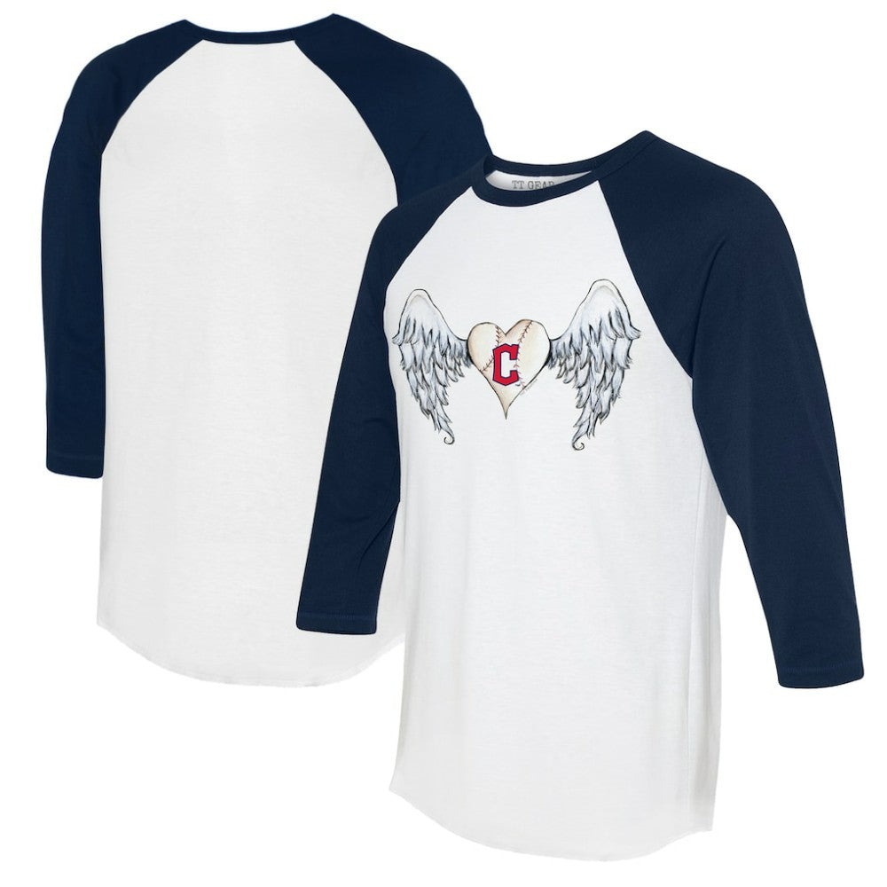 Cleveland Guardians Tiny Turnip Women's Angel Wings 3/4-Sleeve Raglan T-Shirt | MLB New