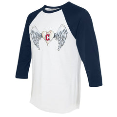 Cleveland Guardians Tiny Turnip Women's Angel Wings 3/4-Sleeve Raglan T-Shirt | MLB New