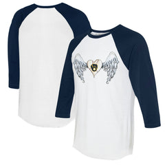 Milwaukee Brewers Tiny Turnip Women's Angel Wings 3/4-Sleeve Raglan T-Shirt | MLB On Sale