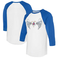 Chicago Cubs Tiny Turnip Women's Angel Wings 3/4-Sleeve Raglan T-Shirt | MLB US