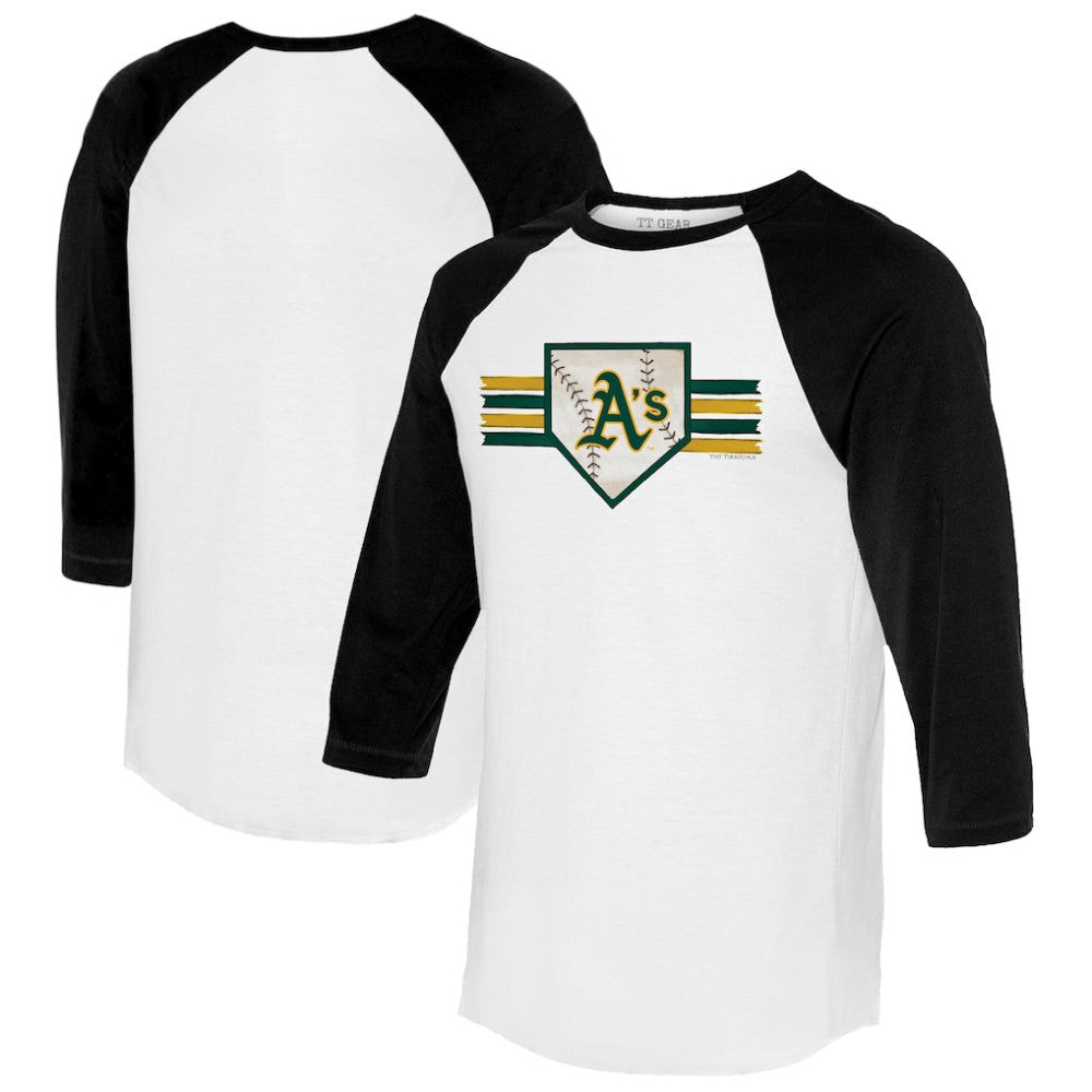 Athletics Tiny Turnip Women's Base Stripe 3/4-Sleeve Raglan T-Shirt | MLB Sale