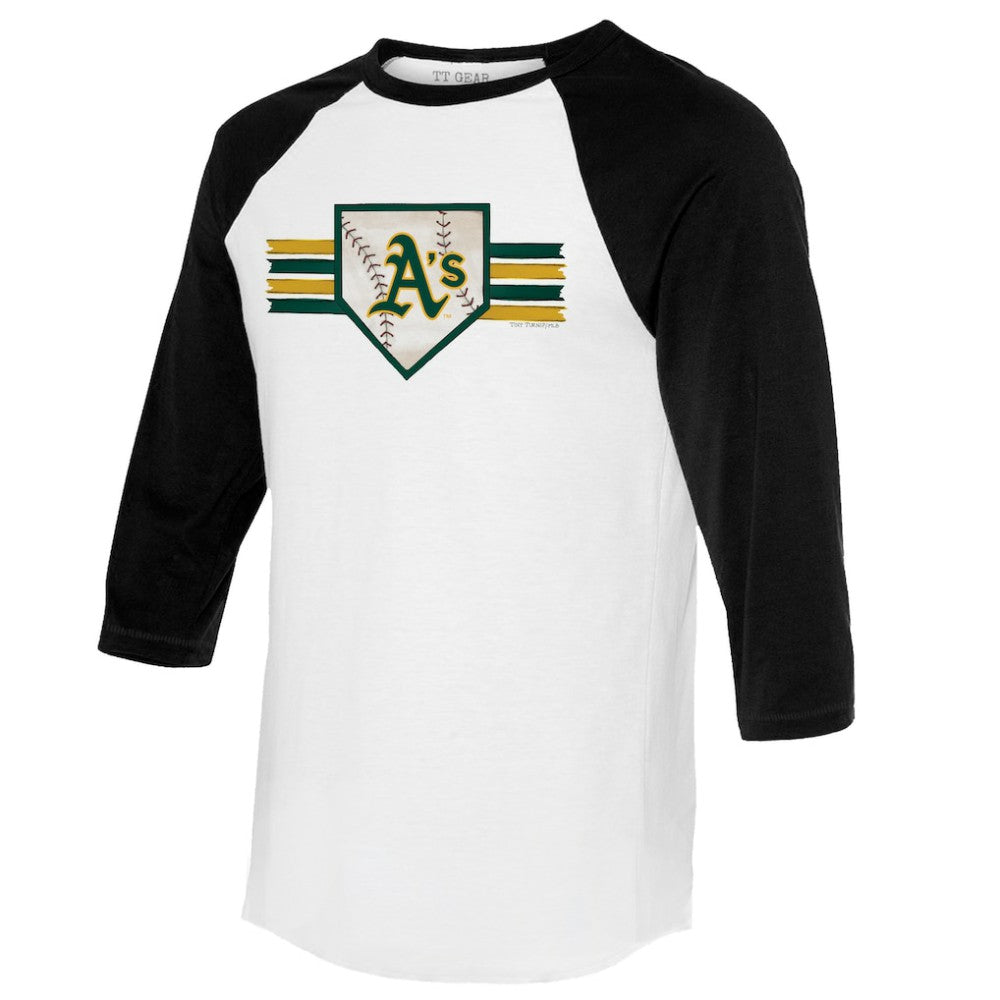 Athletics Tiny Turnip Women's Base Stripe 3/4-Sleeve Raglan T-Shirt | MLB Sale