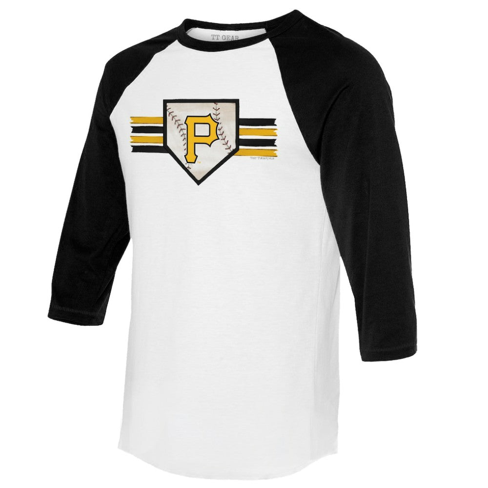 Pittsburgh Pirates Tiny Turnip Women's Base Stripe 3/4-Sleeve Raglan T-Shirt | MLB New