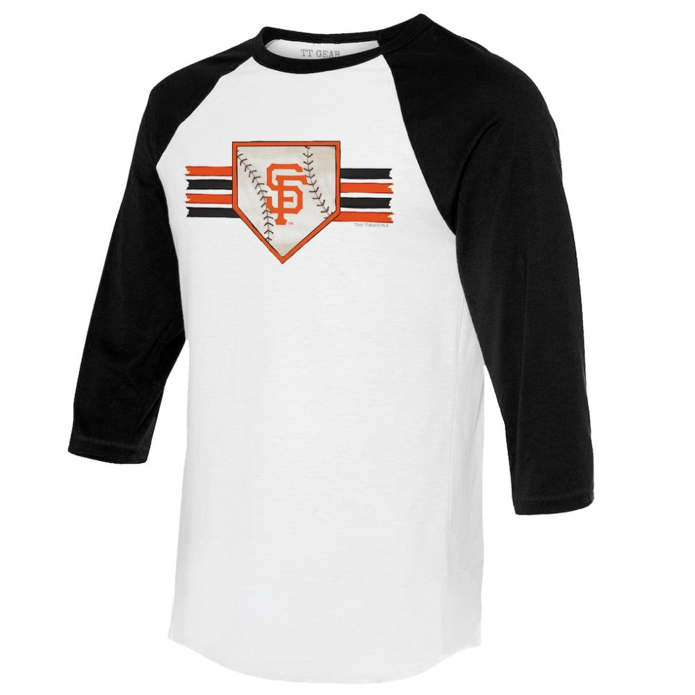 San Francisco Giants Tiny Turnip Women's Base Stripe 3/4-Sleeve Raglan T-Shirt | MLB US