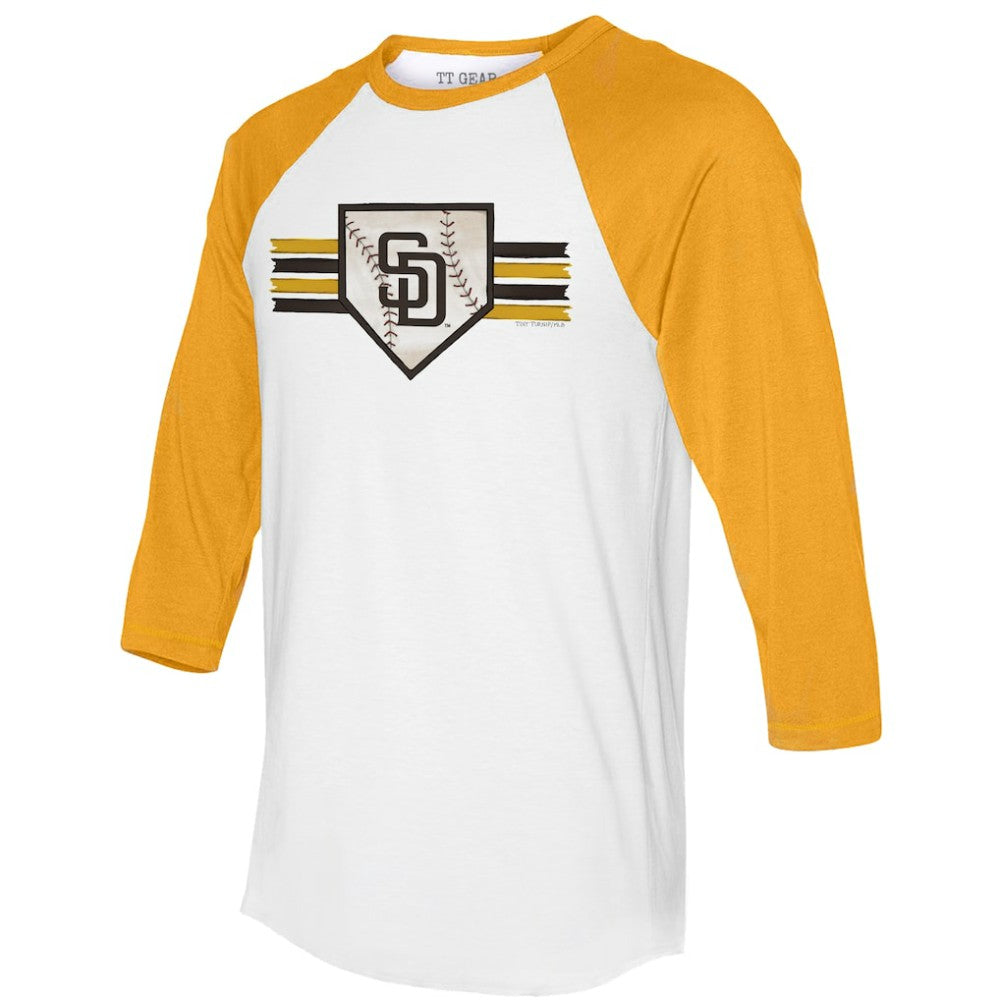 San Diego Padres Tiny Turnip Women's Base Stripe 3/4-Sleeve Raglan T-Shirt | MLB US