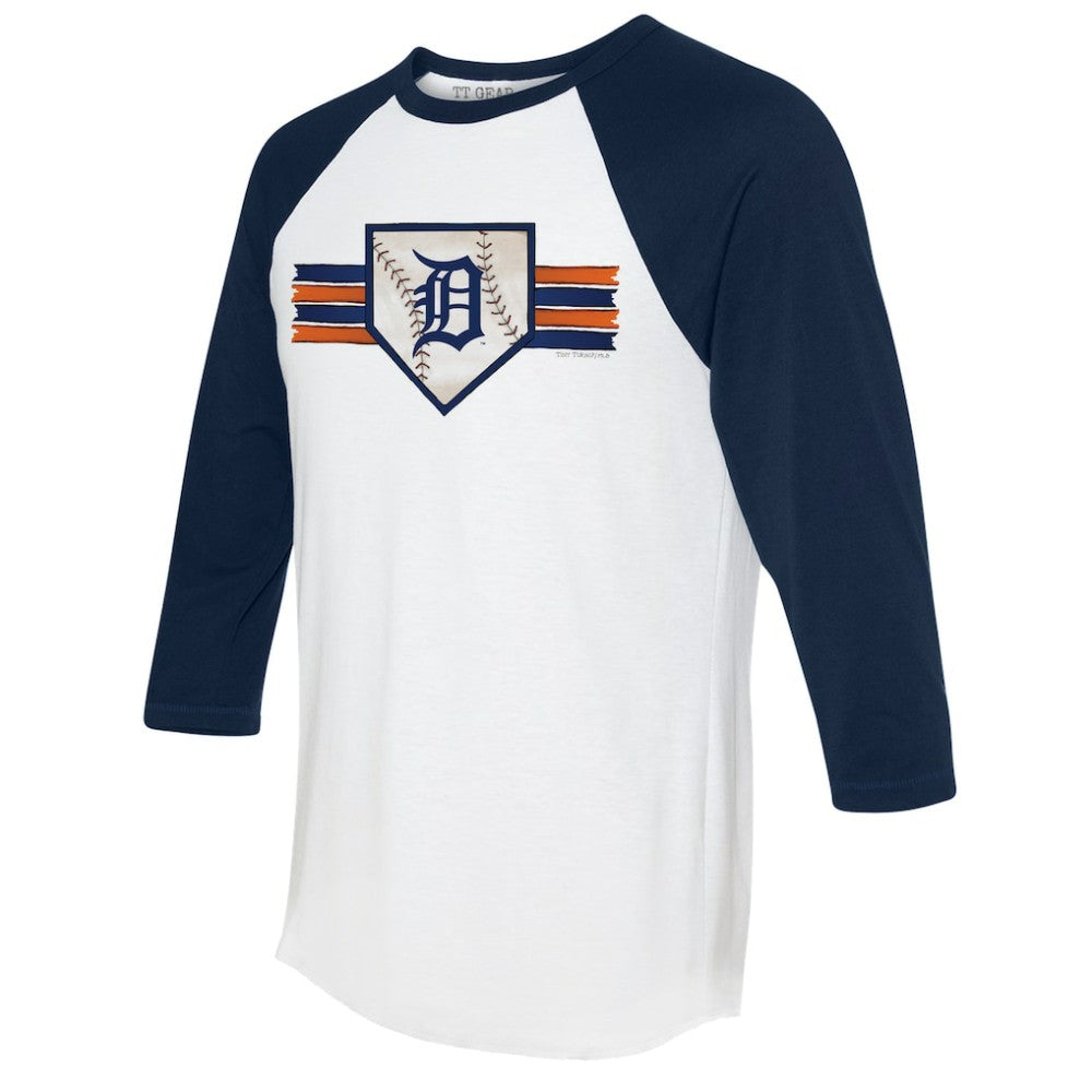 Detroit Tigers Tiny Turnip Women's Base Stripe 3/4-Sleeve Raglan T-Shirt | MLB New
