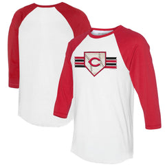 Cincinnati Reds Tiny Turnip Women's Base Stripe 3/4-Sleeve Raglan T-Shirt | MLB Discount
