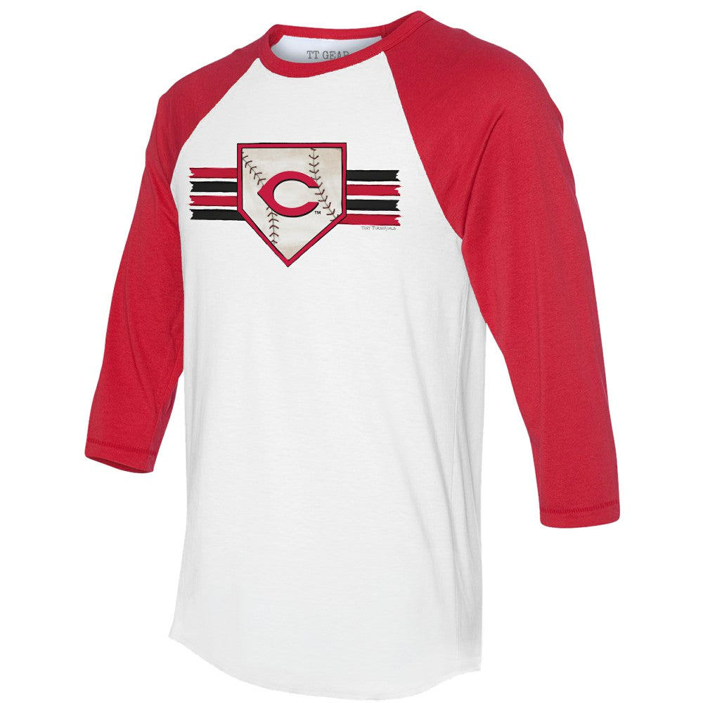 Cincinnati Reds Tiny Turnip Women's Base Stripe 3/4-Sleeve Raglan T-Shirt | MLB Discount