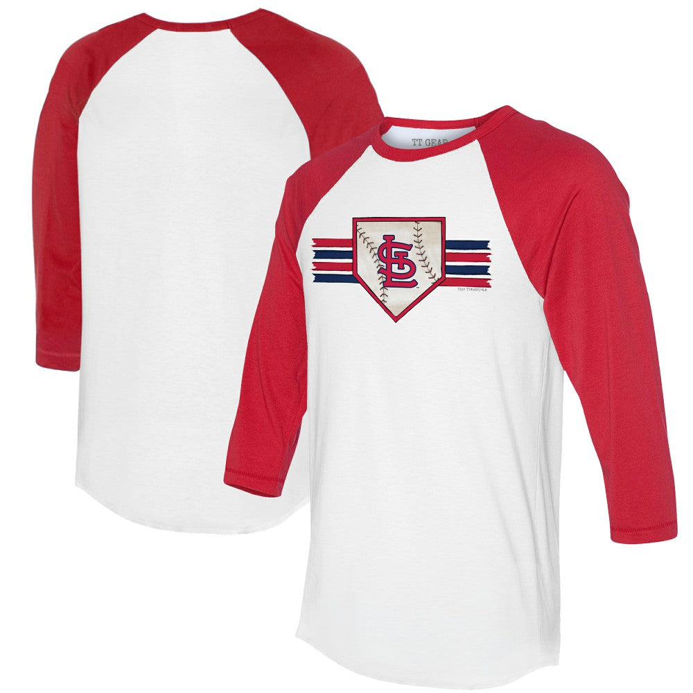 St. Louis Cardinals Tiny Turnip Women's Base Stripe 3/4-Sleeve Raglan T-Shirt | MLB Outlet