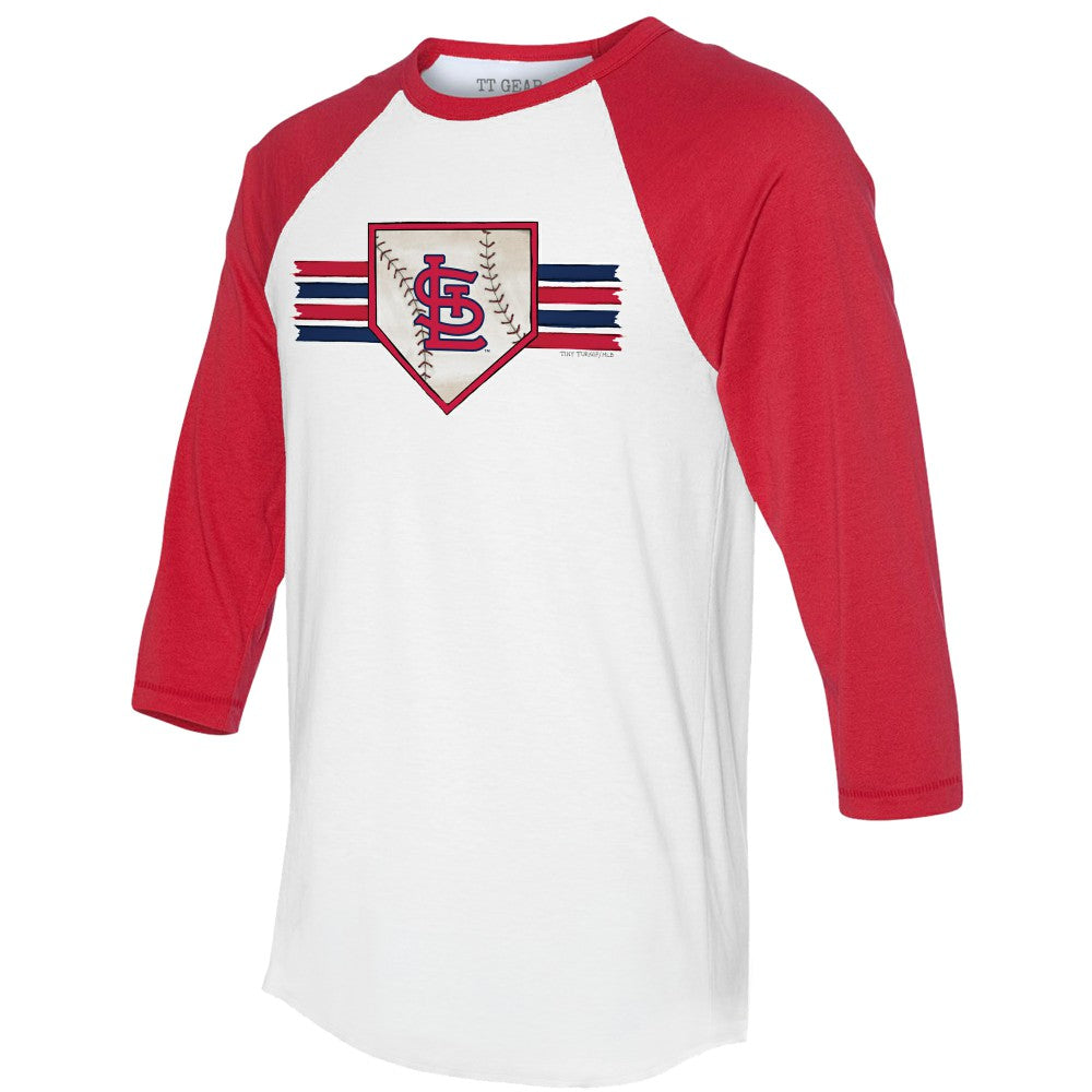 St. Louis Cardinals Tiny Turnip Women's Base Stripe 3/4-Sleeve Raglan T-Shirt | MLB Outlet