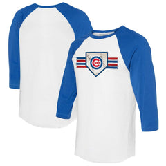 Chicago Cubs Tiny Turnip Women's Base Stripe 3/4-Sleeve Raglan T-Shirt | MLB New