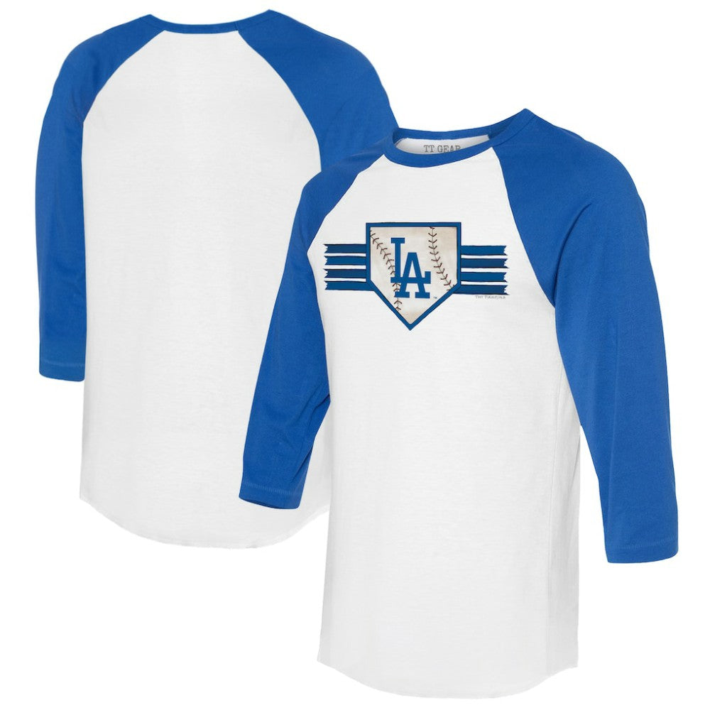 Los Angeles Dodgers Tiny Turnip Women's Base Stripe 3/4-Sleeve Raglan T-Shirt | MLB On Sale