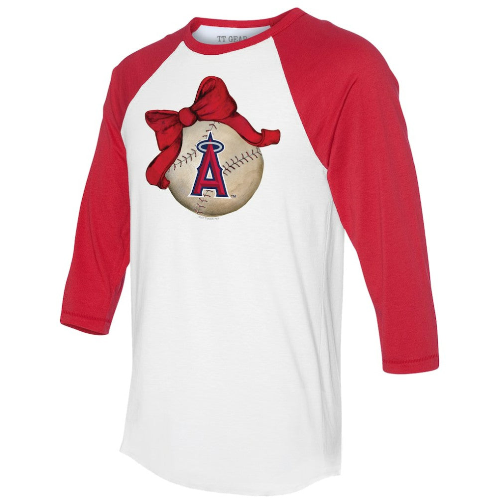 Los Angeles Angels Tiny Turnip Women's Baseball Bow 3/4-Sleeve Raglan T-Shirt | MLB Discount