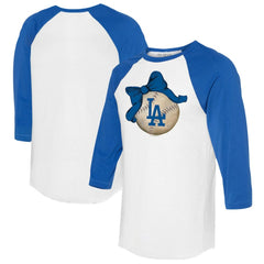 Los Angeles Dodgers Tiny Turnip Women's Baseball Bow 3/4-Sleeve Raglan T-Shirt | MLB Discount
