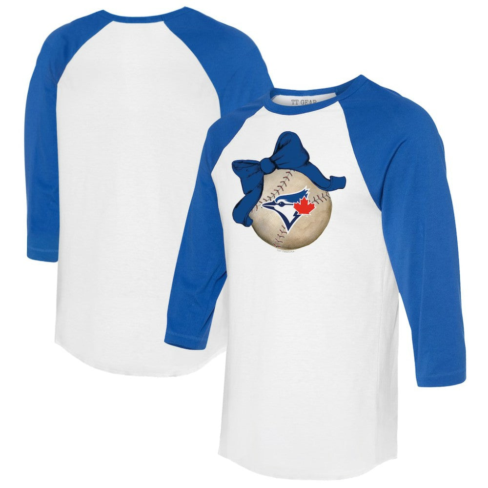 Toronto Blue Jays Tiny Turnip Women's Baseball Bow 3/4-Sleeve Raglan T-Shirt | MLB US