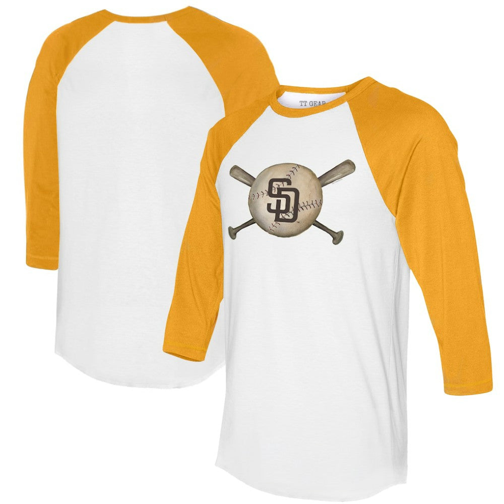 San Diego Padres Tiny Turnip Women's Baseball Cross Bats 3/4-Sleeve Raglan T-Shirt | MLB Online