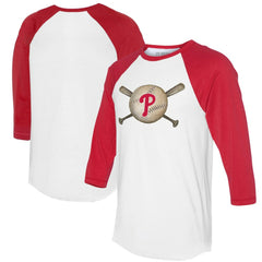 Philadelphia Phillies Tiny Turnip Women's Baseball Cross Bats 3/4-Sleeve Raglan T-Shirt | MLB US