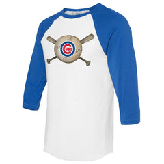Chicago Cubs Tiny Turnip Women's Baseball Cross Bats 3/4-Sleeve Raglan T-Shirt | MLB On Sale
