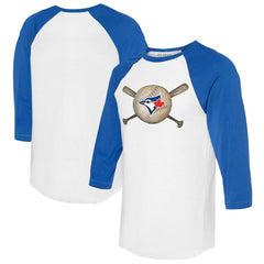 Toronto Blue Jays Tiny Turnip Women's Baseball Cross Bats 3/4-Sleeve Raglan T-Shirt | MLB Sale