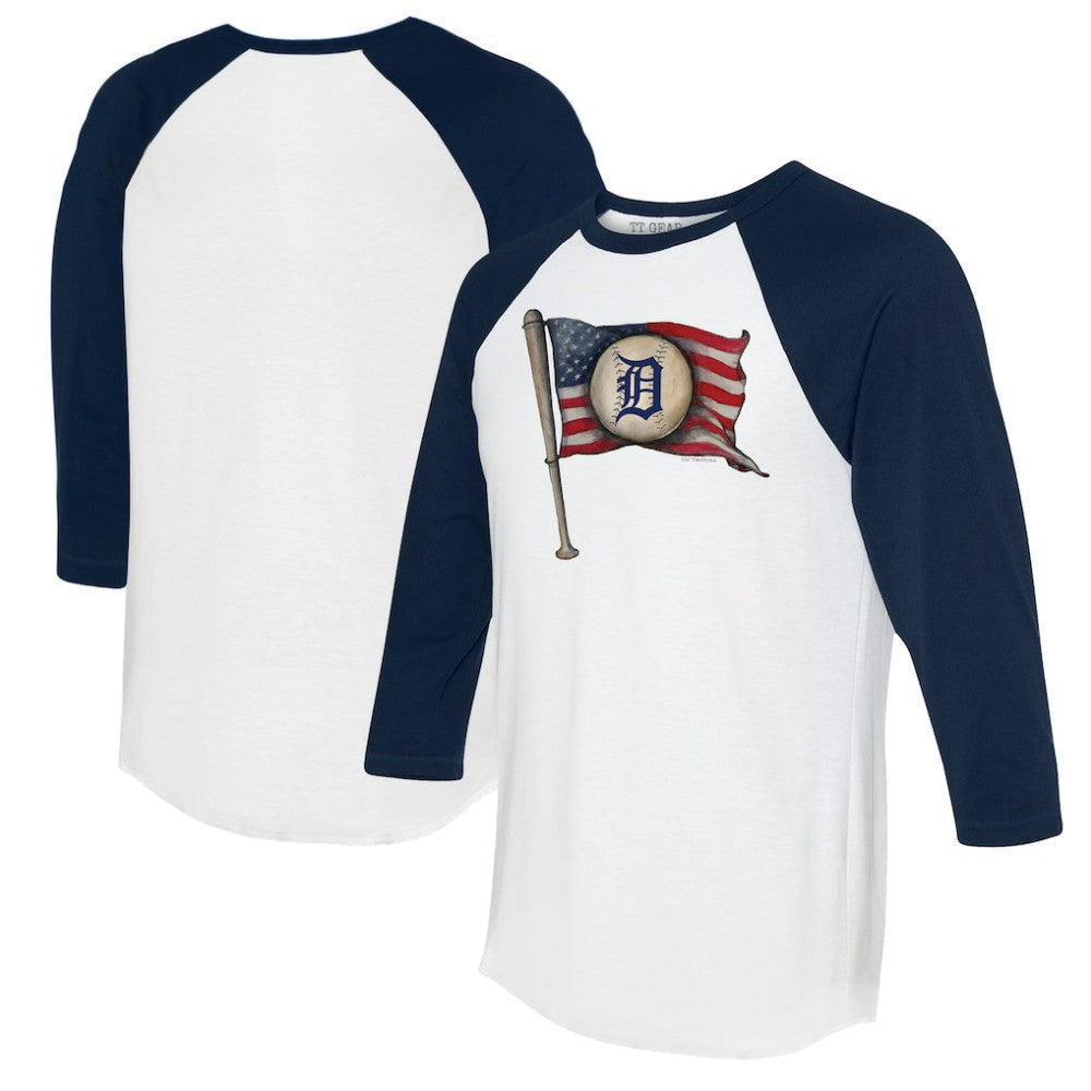 Detroit Tigers Tiny Turnip Women's Baseball Flag 3/4-Sleeve Raglan T-Shirt | MLB Outlet