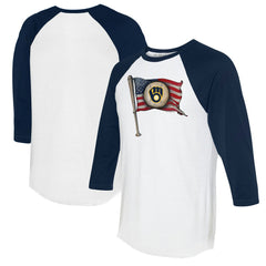 Milwaukee Brewers Tiny Turnip Women's Baseball Flag 3/4-Sleeve Raglan T-Shirt | MLB US