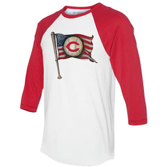 Cincinnati Reds Tiny Turnip Women's Baseball Flag 3/4-Sleeve Raglan T-Shirt | MLB Discount