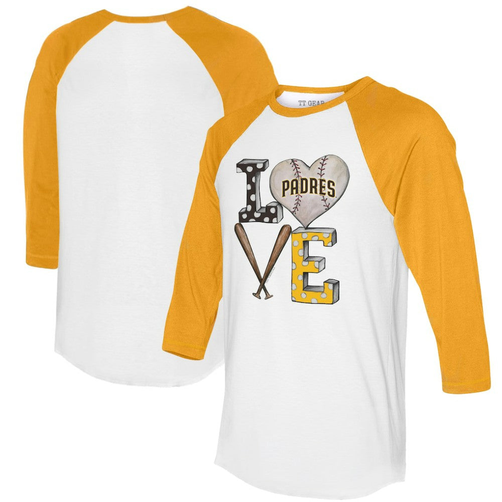 San Diego Padres Tiny Turnip Women's Baseball Love Raglan 3/4-Sleeve T-Shirt | MLB For sale
