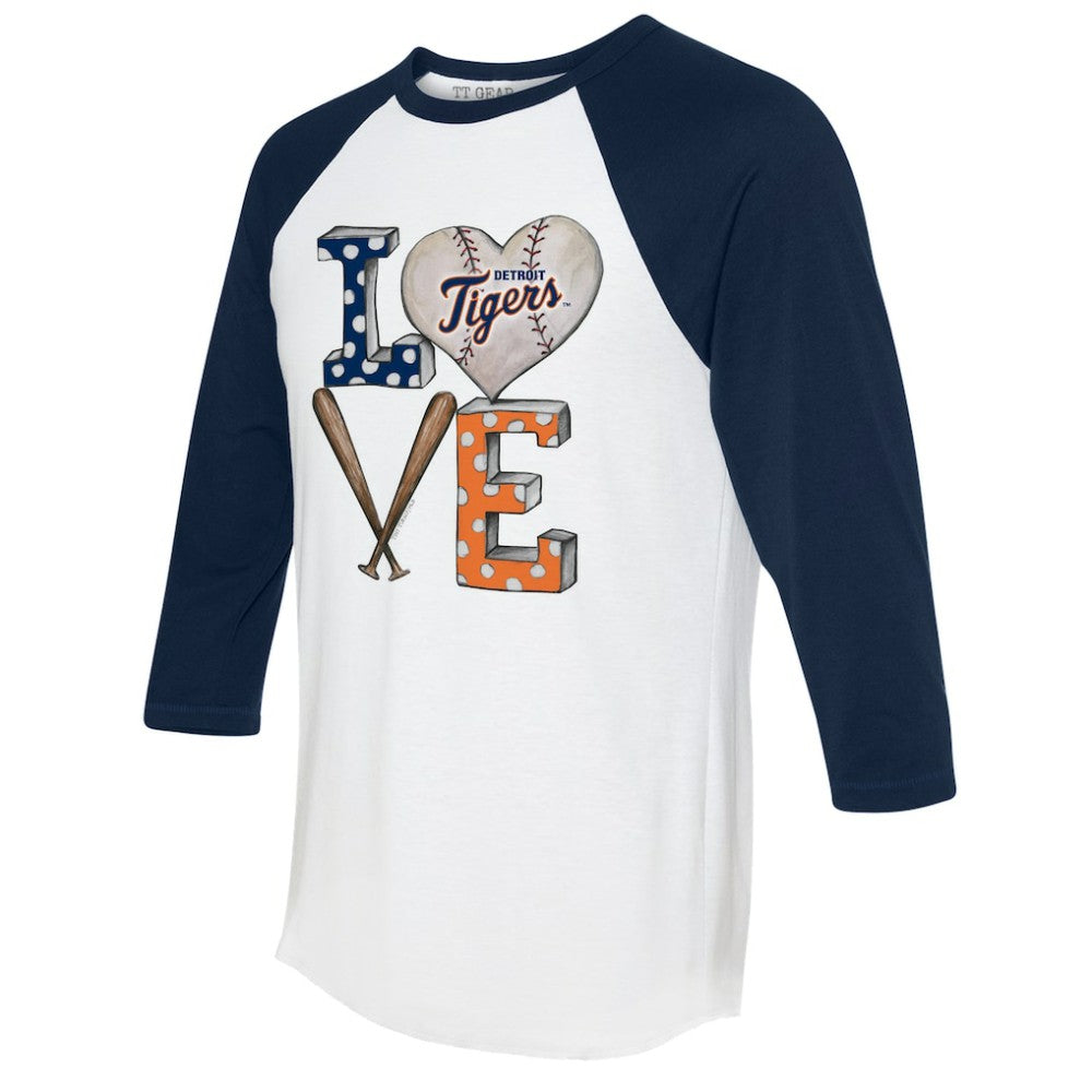 Detroit Tigers Tiny Turnip Women's Baseball Love Raglan 3/4-Sleeve T-Shirt | MLB Sale