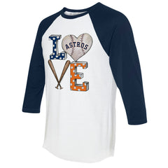 Houston Astros Tiny Turnip Women's Baseball Love Raglan 3/4-Sleeve T-Shirt | MLB Discount