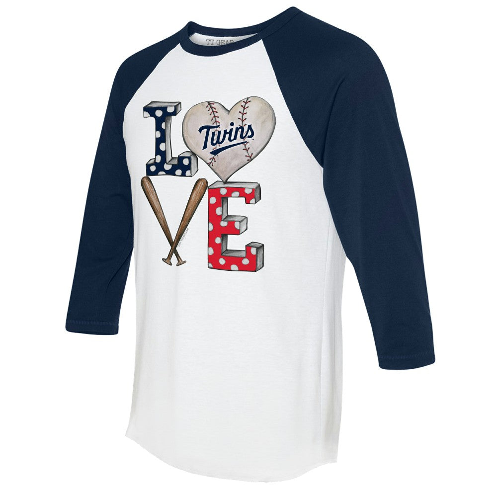 Minnesota Twins Tiny Turnip Women's Baseball Love Raglan 3/4-Sleeve T-Shirt | MLB Near me