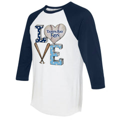 Tampa Bay Rays Tiny Turnip Women's Baseball Love Raglan 3/4-Sleeve T-Shirt | MLB Near me