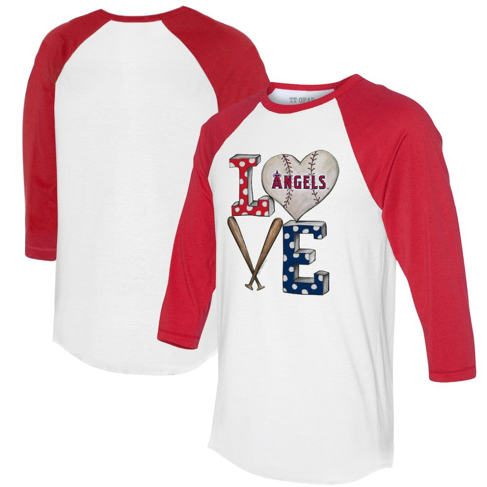 Los Angeles Angels Tiny Turnip Women's Baseball Love Raglan 3/4-Sleeve T-Shirt | MLB Sale