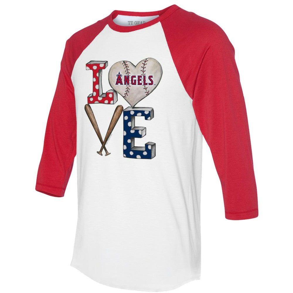 Los Angeles Angels Tiny Turnip Women's Baseball Love Raglan 3/4-Sleeve T-Shirt | MLB Sale