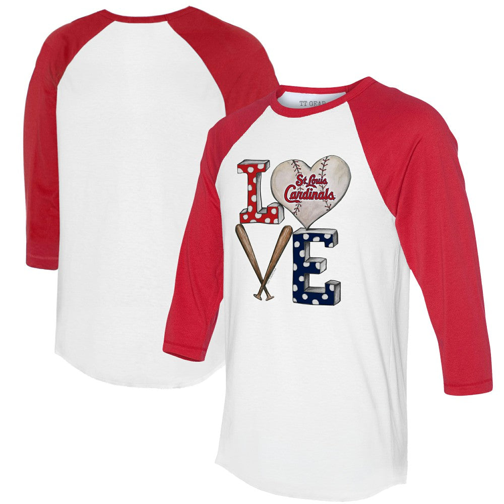 St. Louis Cardinals Tiny Turnip Women's Baseball Love Raglan 3/4-Sleeve T-Shirt | MLB Discount