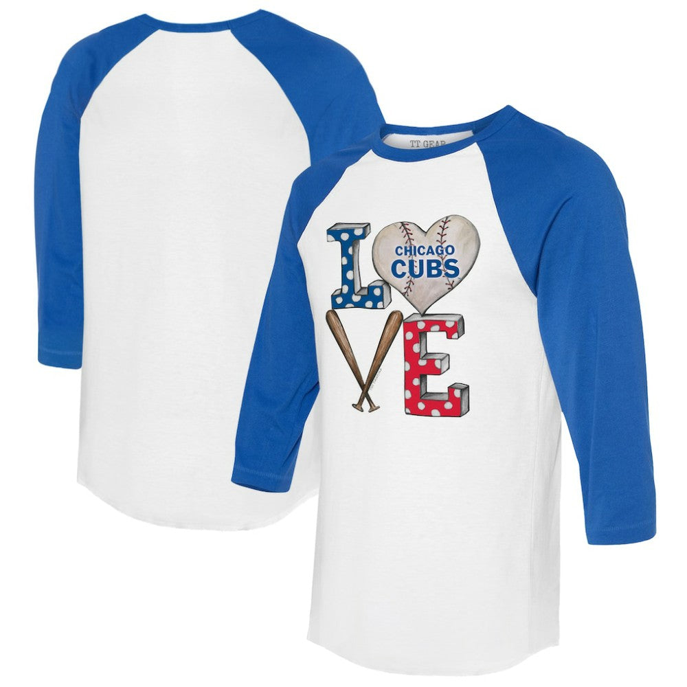 Chicago Cubs Tiny Turnip Women's Baseball Love Raglan 3/4-Sleeve T-Shirt | MLB US